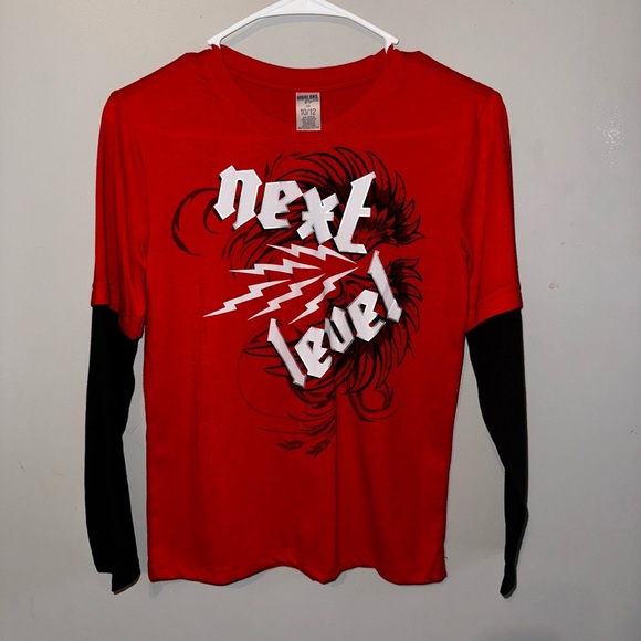 Next Level Apparel Red and Black Graphic Long Sleeve Tee (BRAND NEW) - Picture 1 of 3